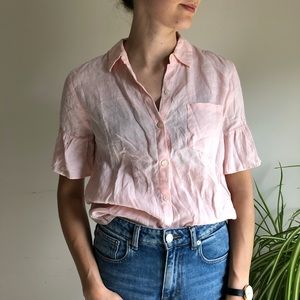 Lord & Taylor pink Linen blouse size M